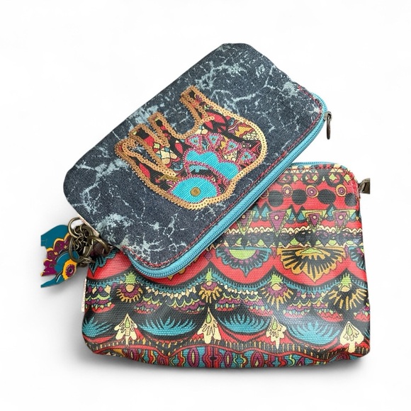Sakroots Double Pouch Makeup Bag With Key Holder Elephant Charm, Great Condition - Picture 2 of 8